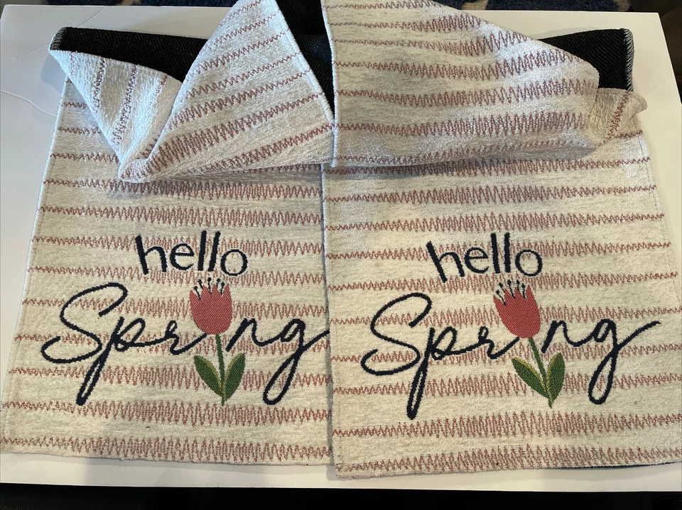 “Hello Spring” Table Runner white/pink 1ftx6ft - Image 3 of 4