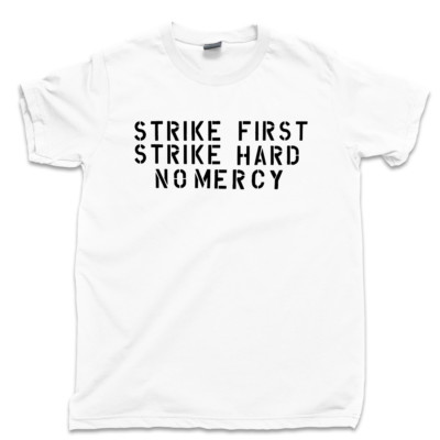 Strike First Strike Hard No Mercy T Shirt Cobra Kai Dojo Miyagi Do Karate Tee