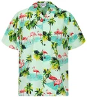 Genuine Hawaiian Shirt Mens S - 4XL Short Sleeve Hawaiian Print PLA Flamingo Teal