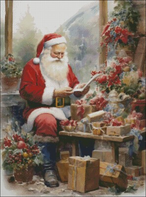 Santa at Work - Counted Cross Stitch Kits Needlework Embroidery DIY