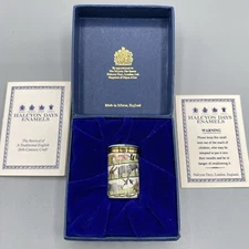 Halcyon Days Noahs Ark Screw Top Enamel trinket Box pill 1 3/8" Bilston signed