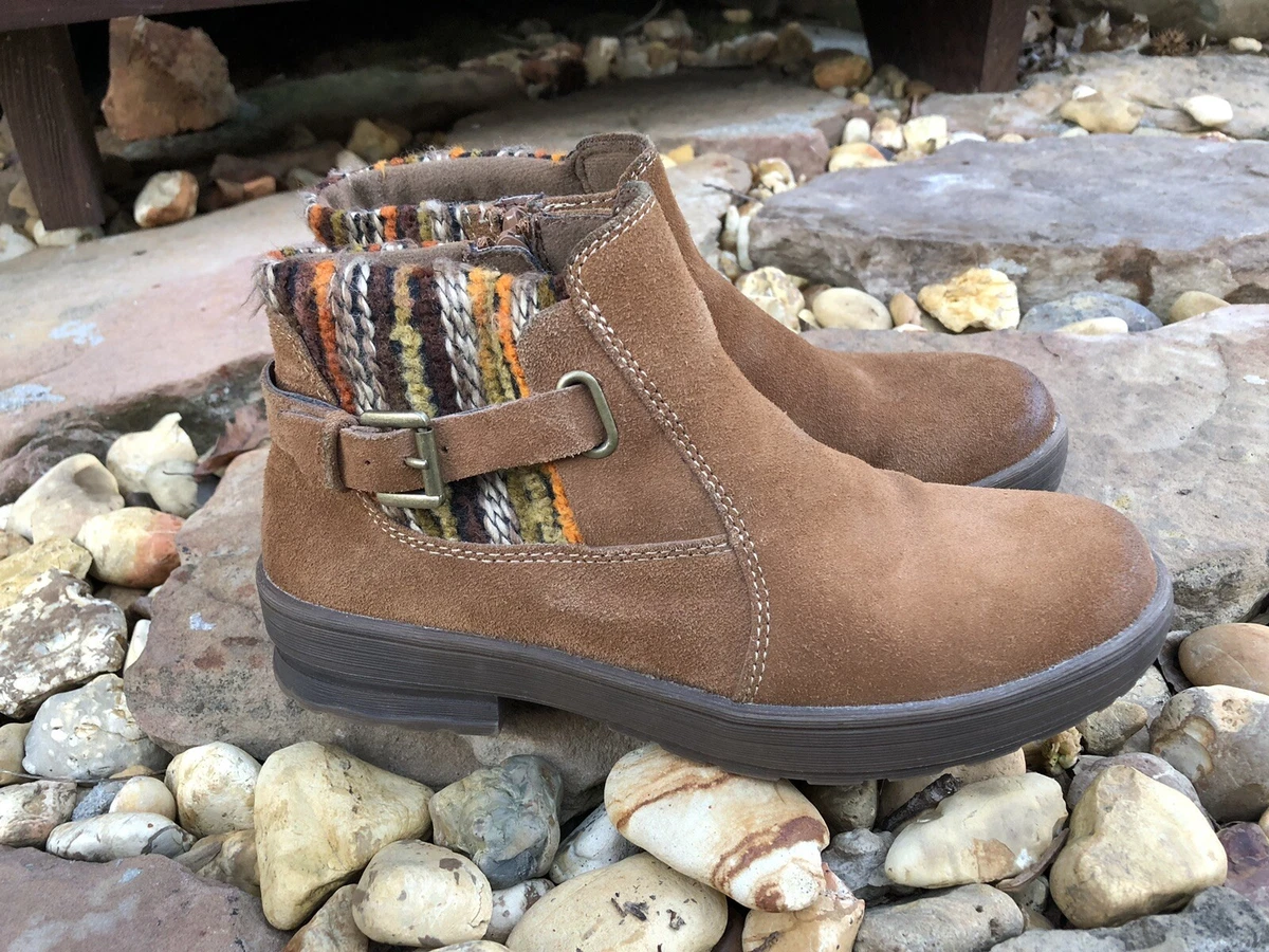Earth Origins Tate Womens Brown Suede Leather Comfort Ankle Boots Sz 9