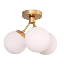 3 Globe Mid Century Brass Flush mount chandelier light Fixture premium lamp