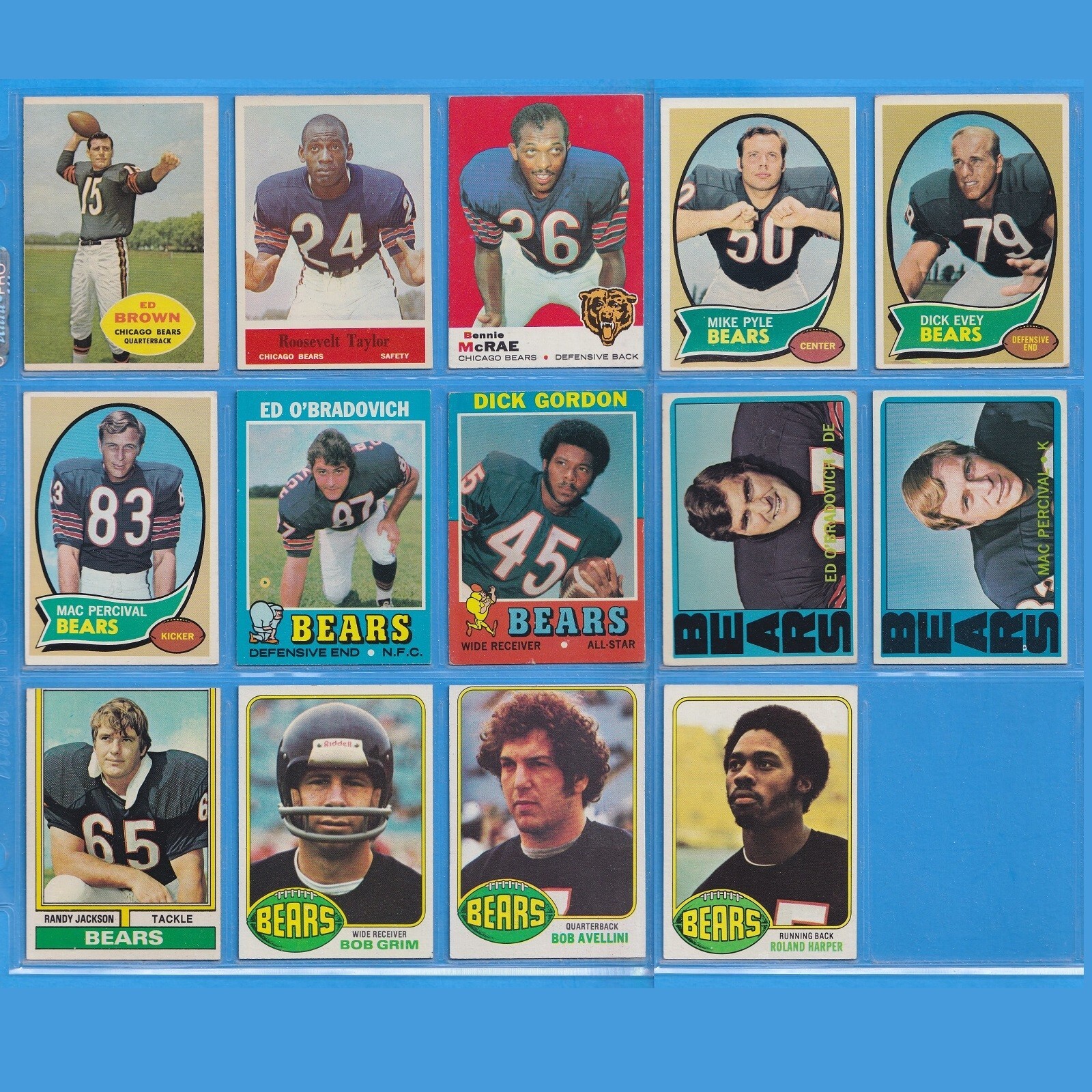 Vintage Chicago Bears Lot (14 cards, EX+) Topps Football 1960 Ed Brown+