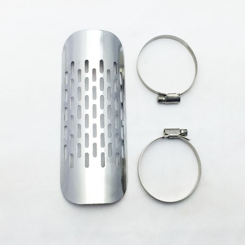 Motorcycle Muffler Pipe Heat Shield Cover Heel Guard Chrome Universal SU - Picture 2 of 5