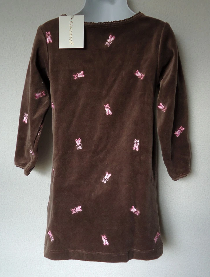 Vestido Savannah 3T Meninas Veludo Marrom Balé Bordado Bailarina Novo com etiquetas - Imagem 2 de 4