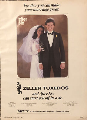 1979 Zeller Tuxedos PRINT AD Brooklyn Mens Formalwear After Six Formals VTG 70s