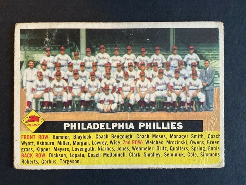 1956 Topps #72 Philadelphia Phillies team card - No Date Gray Back