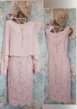 jacques vert blush Pink Lace Cape mother Bride Evening Occasion wedding dress 18