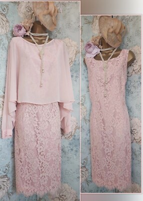 jacques vert blush Pink Lace Cape mother Bride Evening Occasion wedding  dress 18 | eBay UK