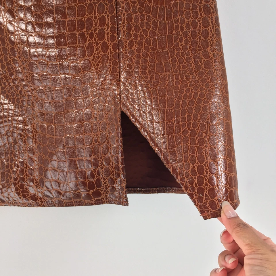 Motel женщин юбка размер L aus 12 мини коричневый искусственной кожи аллигатора молнии 032484 - Изображение 4 из 4