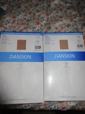 2 PAIRS DANSKIN FOOTLESS TIGHTS SIZE C/D LITE TOAST. NEW STYLE 711