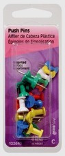 Hillman PUSH PINS Thumb Tack Fastener Board Multi Colors 3/8" Office 122643 16pk