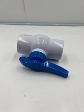 PVC Ball Valve 1-1/2 Inch Slip / Socket Blue Handle (Heavy-Duty), White