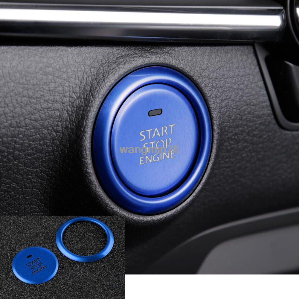 2x Blue Engine Start Stop Button Ignition Key Cover For Mazda 3 Axela