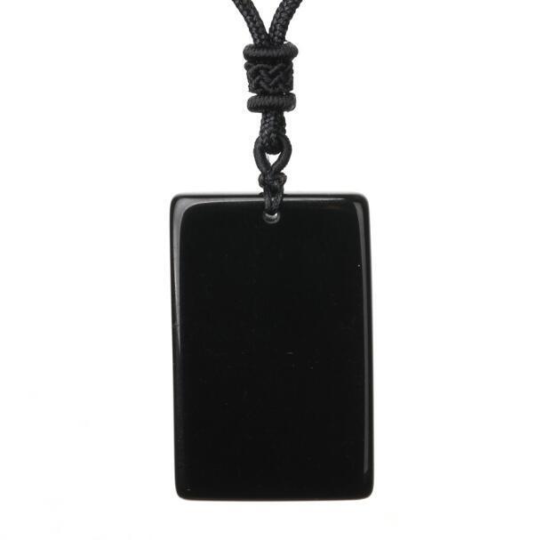 Obsidian uncarved pendant necklace Unisex Blessing Jewelry Wholesale Men Chinese