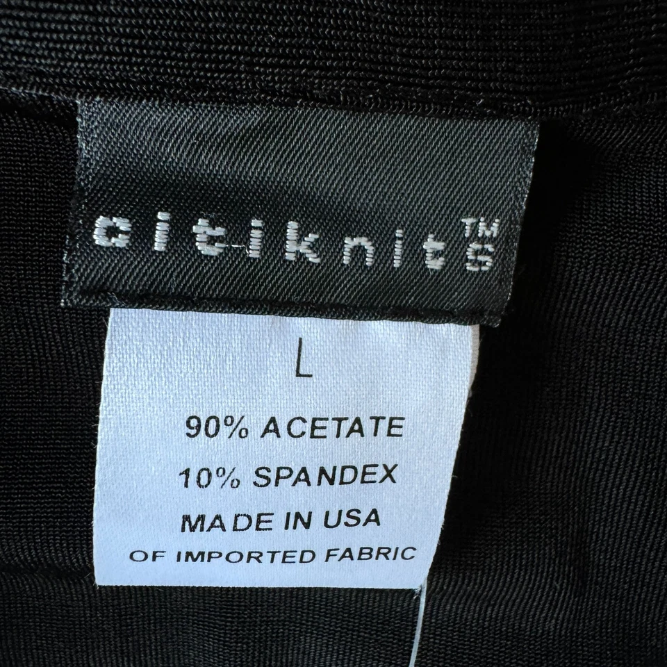 NEW Citiknits Jacket Womens Large Black Full Button Stretch Longer Length - Image 2 of 4