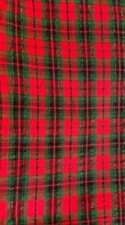 Red Green Silver Plaid Fabric Remnant 40" x 66" Cotton Blend