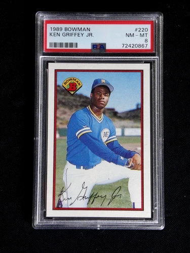 KEN GRIFFEY JR. 1989 BOWMAN BASEBALL ROOKIE CARD #220 PSA 8 NM/MT MARINERS