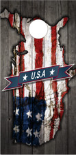 USA American Flag Weathered Wood Cornhole Wrap Bag Toss Skin Decal Sticker