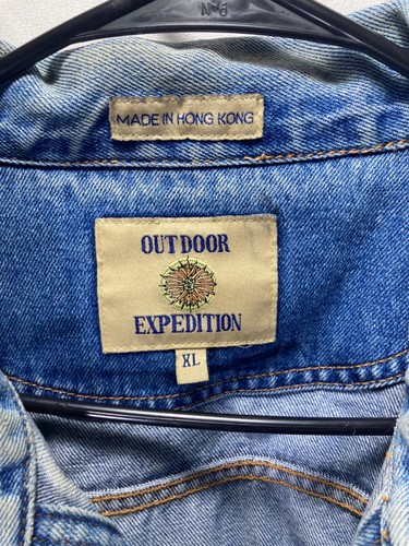 Vtg 90s Outdoor Expedition Trucker Jean Jacket Mens XL Denim Hong Kong - Picture 15 of 17