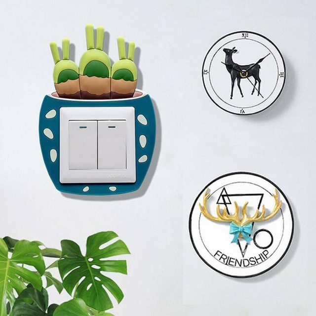 New Cartoon Light Switch Surround Sticker Cover Vinyl Kids Bedroom Home