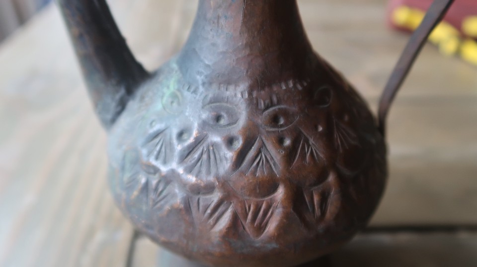 Antique Hammered Copper Tea Kettle Pot Decor 10 inches eBay