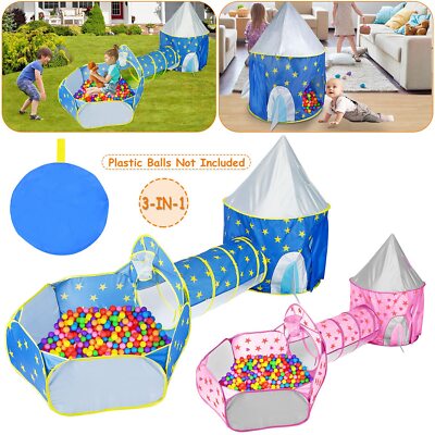 Kids Play Tent w/ Big Ball Pit for Babies, Play Tunnel for Toddlers - Technical View