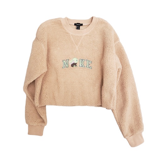 Star Wars Yoda Fuzzy Cropped Sweater Beige Sz L Mandalorian Grogu Galaxy's Edge