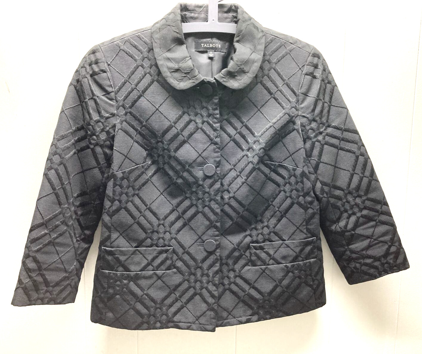 Women's Talbots Black Patterned Buttoned Jacket -… - image 1
