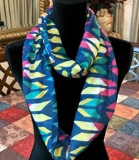 NEW w/out Tag Women's Bright Colorful Blue Pink Silky Sheer Scarf 60" x 10"