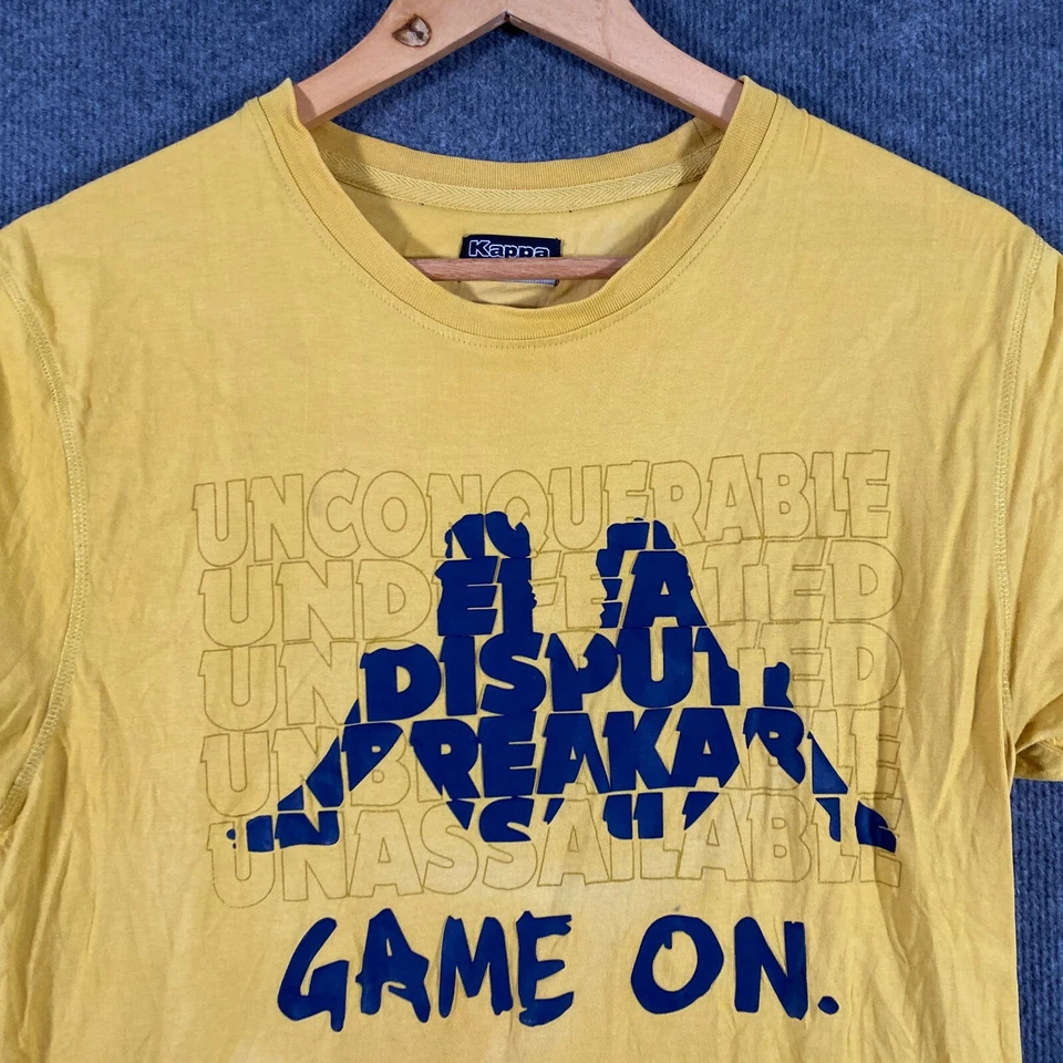 Vintage Kappa Shirt Mens Large Yellow Blue Spell Out Tee Game On Y2K 2000s Adult - image 2 of 4