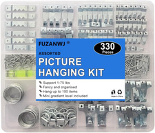 330Pc Picture Hanging Kit - Wall Hangers, Nails, Wire, Screw Eyes, D Rings  Too