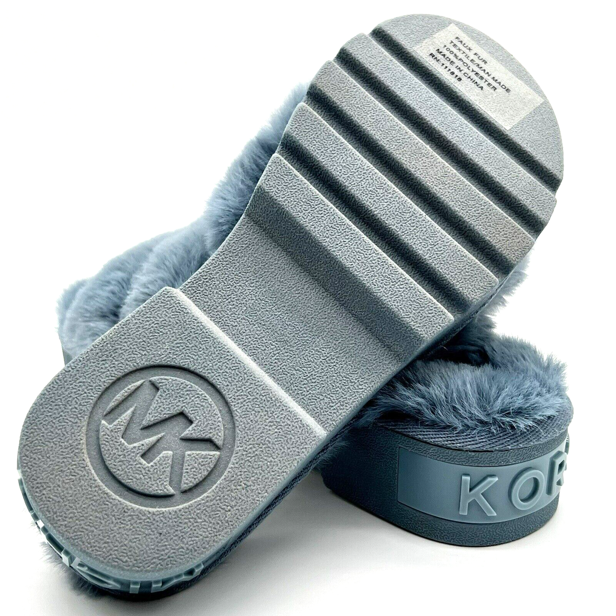 Michael Kors Women's Alfie Fluffy Cozy Faux Fur Lug Sole Slide Slippers  Size