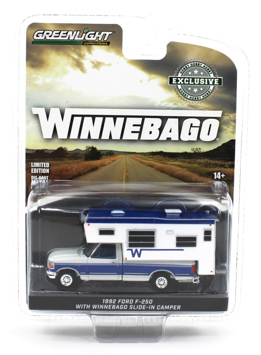 1:64 GreenLight *WINNEBAGO* White & Blue 1992 Ford F250 CAMPER