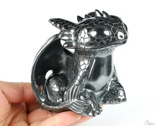 4.0" Hematite Hand Carved Crystal Night Fury Sculpture, Crystal Healing