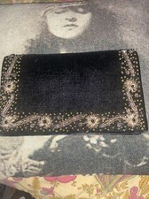 UNBRANDED Elegant Vintage Midnight Black Velvet Beaded Clutch Handbag