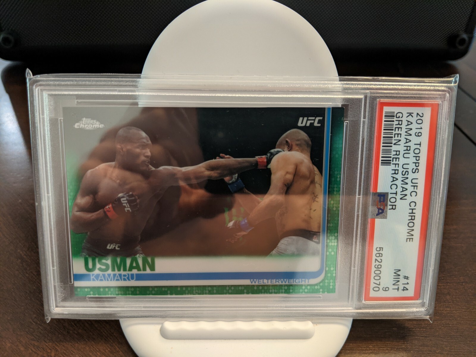 Kamaru Usman 2019 Topps Chrome Green Refractor /99 PSA 9 🇳🇬🟢