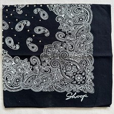 Vintage Mens Bandana Cotton Green Pink Paisley Floral Western Handkerchief 20"