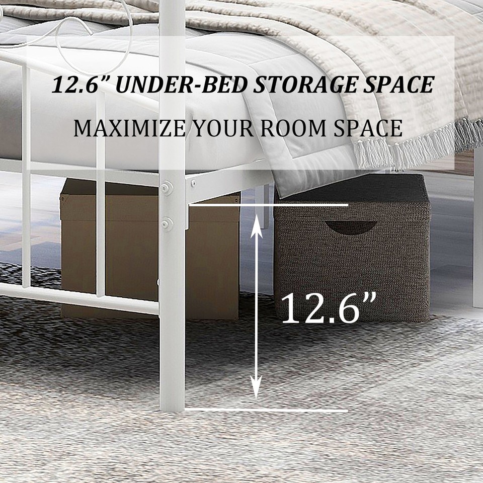 Alazyhome Traditional Metal 4post Canopy Bed Frame White Full eBay