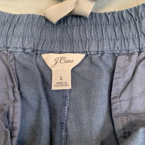 Pantalones Cortos J.Crew 2 Lino Mezcla Lyocell Reimaginados Cordón Caqui Azul Marino L - Imagen 5 de 14