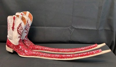 EL GENERAL Extra LONG POINTY BOOTS Genuine Leather Cowboy Boots MEX 26 USA 7