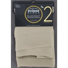 Eclipse Blackout Window Curtain Panels Tan 37in x 63in, Set of 2 Panels New