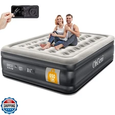 OhGeni Air Mattress Queen with Built in Pump, Inflatable Blow Up Mattress 18 