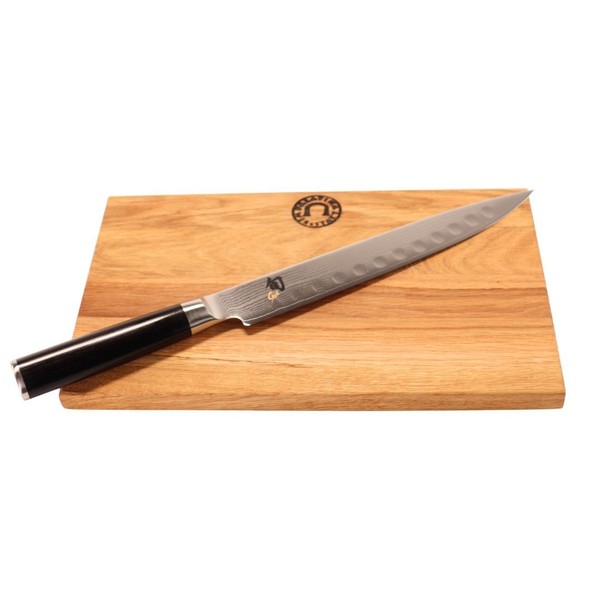 Kai DM-0720 Shun Schinkenmesser Kullenschliff, 23 Cm Klinge +30X20Cm Eichenbrett-image