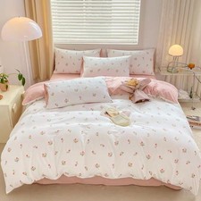 Pink Floral Duvet Cover Full Girls Cute Tulips Duvet Cover Set Kids Botanical