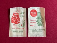 1932, Coca-Cola, (2) "Un-Used" No Drip Bottle Bags  (Scarce / Vintage)