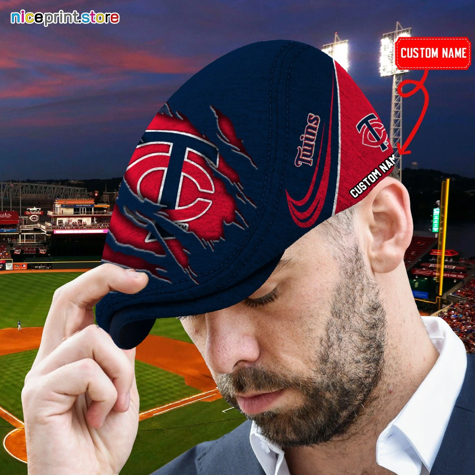 Minnesota Team Twins Jeff Cap Driving Cap Golf Cap Newsboy Cap