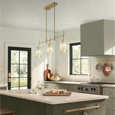 New - 3-Light Modern Glam Linear Crystal Pendant Light - 36" Wide
