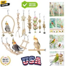 Bird Parrot Swing Toys, Chewing Standing Hanging Perch Hammock Climbing Ladde...